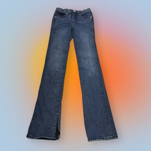 EXPRESS Women’s 00 SKYSCRAPER Split Bottom Blue Jeans - Picture 2 of 5